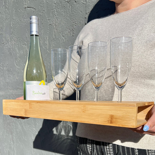 Bamboo Wine Bottle & Glass Holder